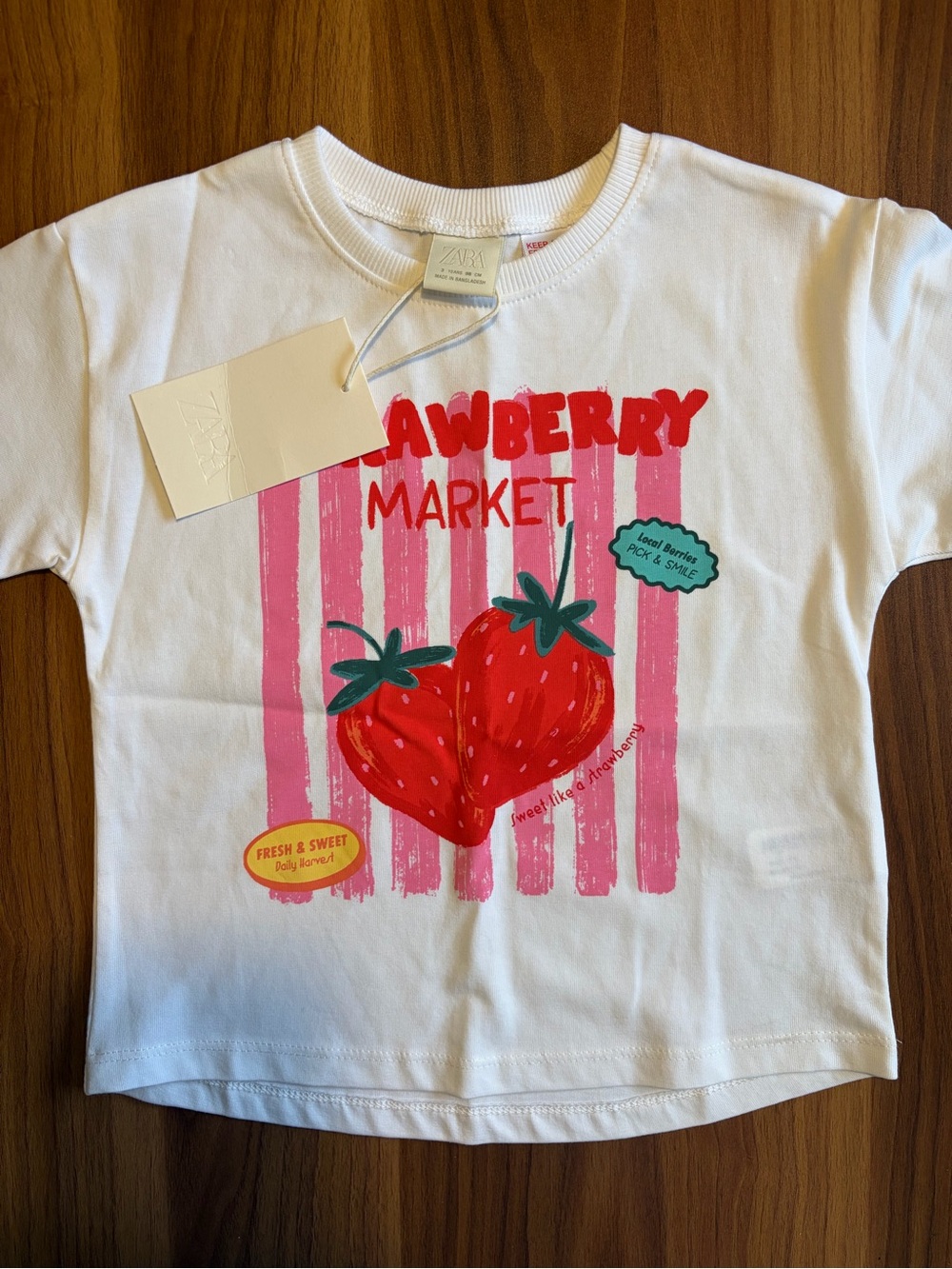 NWT Zara 3Y Strawberry Market Tee